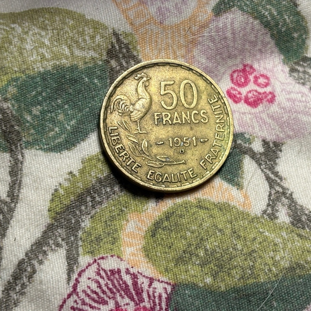 🪙 1951 B France 50 Francs Coin — Fourth Republic — Beaumont-le-Roger Mint —